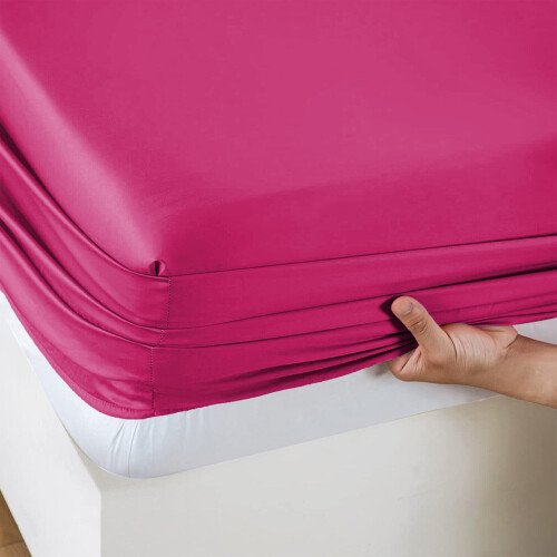 (Pink) Fitted Bed Sheets 25CM Deep Double Size Bed Sheets 1