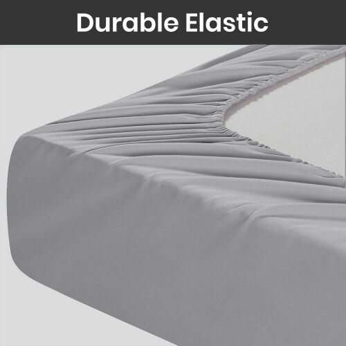 (Grey) Fitted Bed Sheets 25CM Deep Double Size Bed Sheets 2