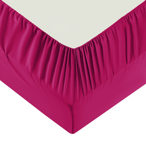 (Pink) Fitted Bed Sheets 25CM Deep Double Size Bed Sheets 2