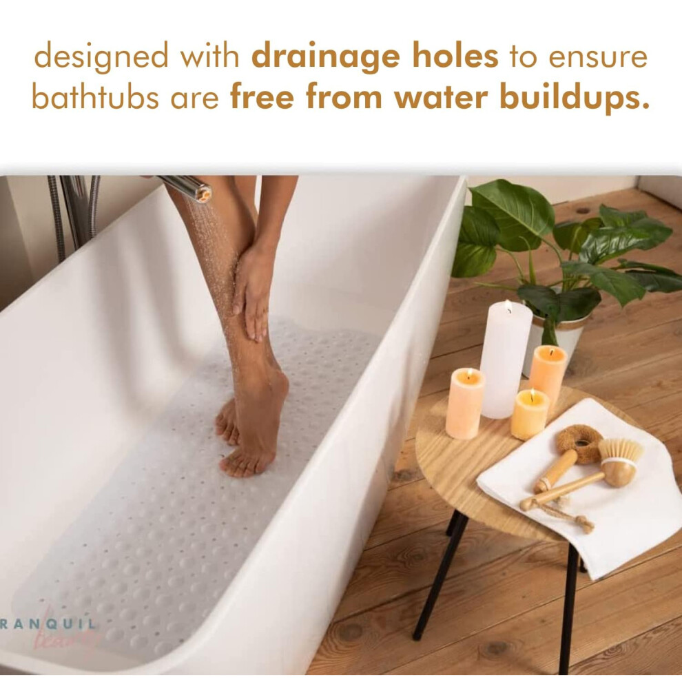 (White) Shower Mat For Bathroom Extra Large Strong