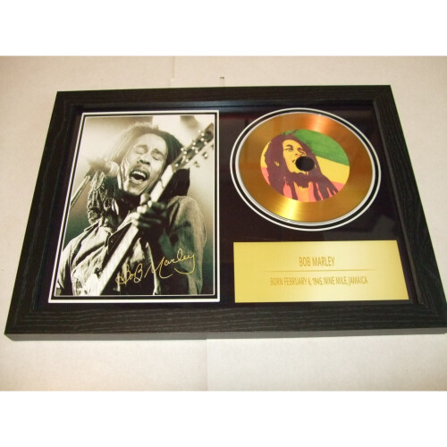 bob marley signed disc display