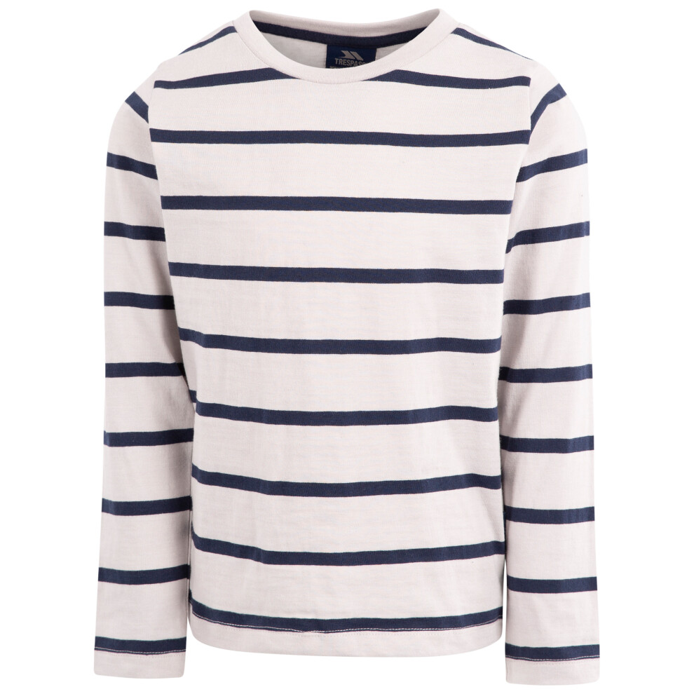 (11-12 Years, Pale Grey Navy Stripe) Trespass Boys Long Sleeve Top Stripe Clint