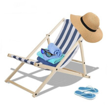 Wooden Beach Folding Deck Chair Lounger Sunbed Garden Seaside Beach