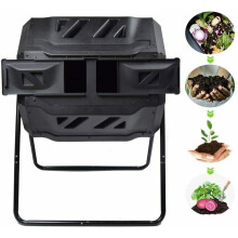 160L Dual Chamber Compost Tumbler Bin Capacity rotatable,