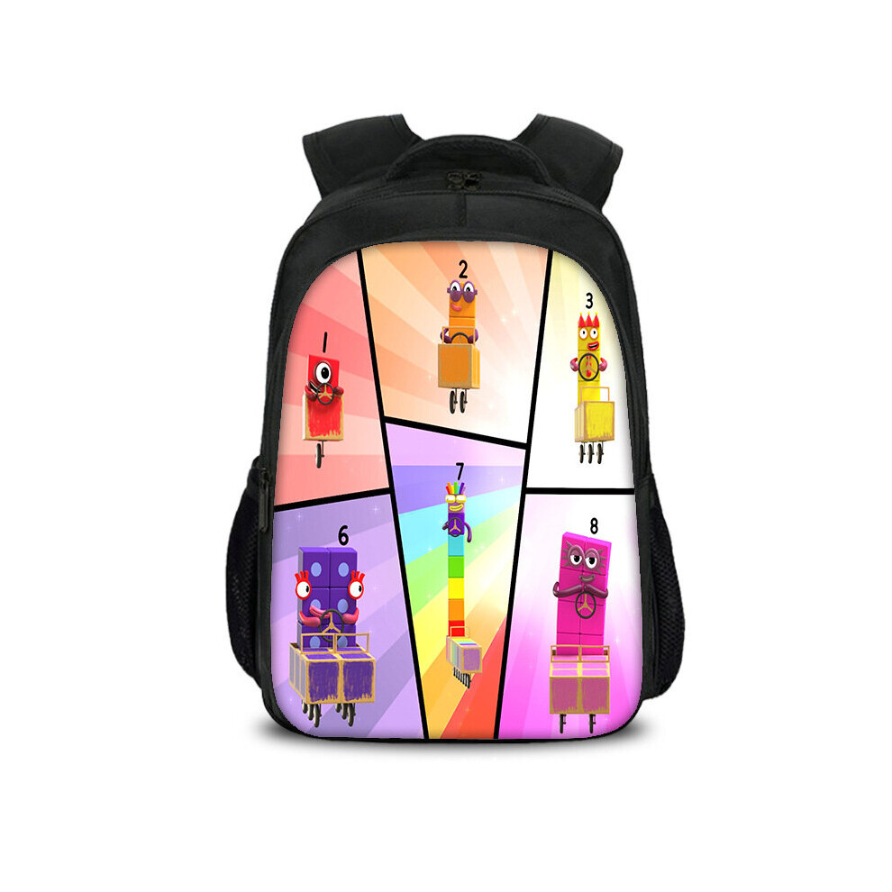 (StyleP) Kids Numberblocks Backpack School Bag Travel Rucksack Large Capacity Boys Girls