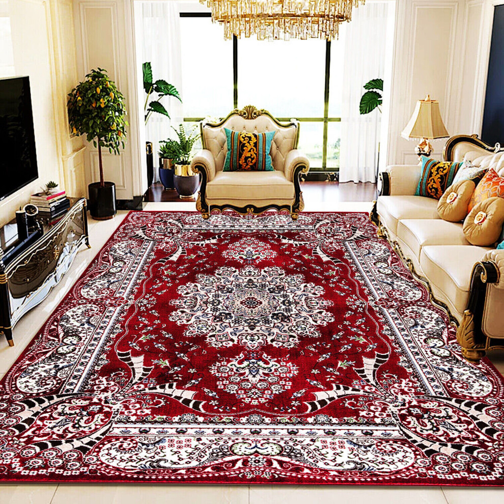 (Red- RADA RUG, 200 X 290 Cm ) Luxury Large Traditional Rugs Bedroom Living Room Floor Mats