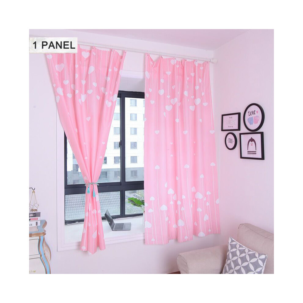 (Pink Heart, 100*215cm/39.37*84.64inch) Window Curtain Printed Blackout Panel Living Room Fabric Colorful Decor Bedroom