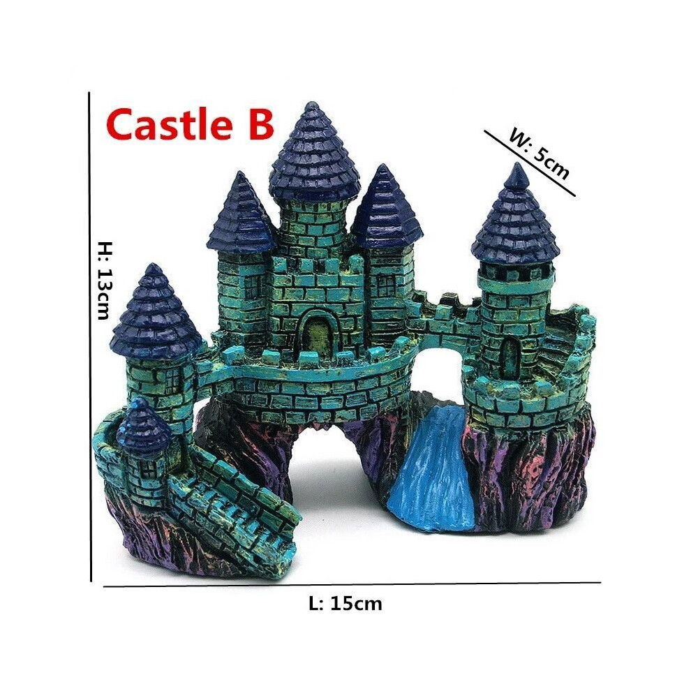 (D) Aquarium Fish Tank Ornament Decoration Castle