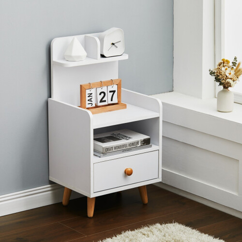 Living And Home (1 Drawer) Bedside Table Nightstand Cabinet Storage Unit with Drawer
