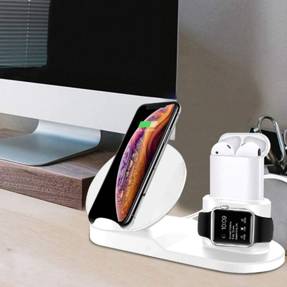 10W 3-In-1 Fast Wireless Charging Dock Station For Iphone / Apple Watch Black 9088675135051