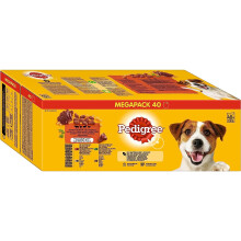 Pedigree Selezione mista in gelatina 40 buste, cibo umido per cani adulti, confezione Megapack (40 x 100 g)