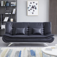 Black Shell 3 Seater Recliner Sofa Bed with 2 Pillows
