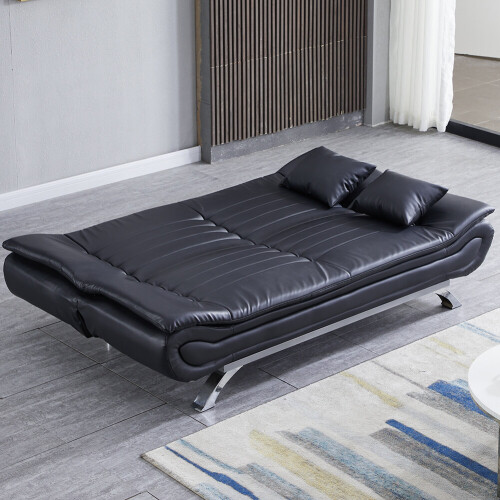 Living And Home Black Shell 3 Seater Recliner Sofa Bed with 2 Pillows 2