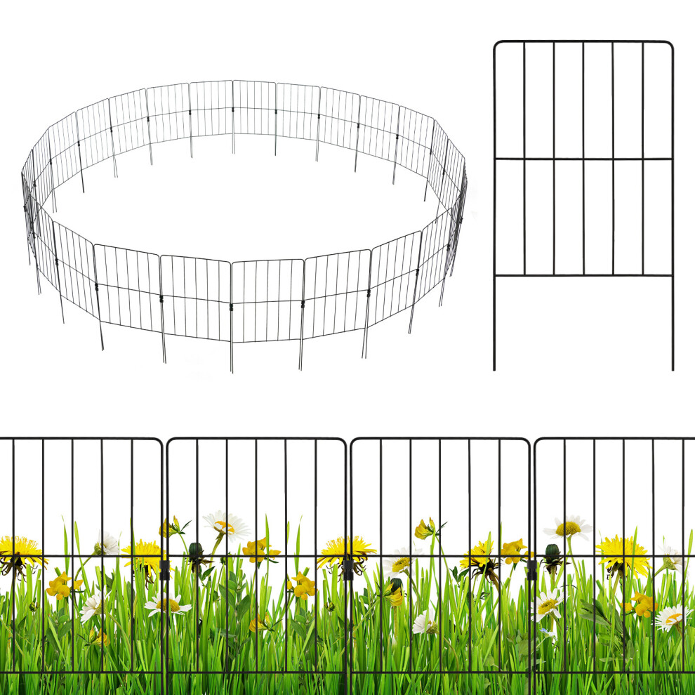 25 Pack Decorative Garden Fence Rustproof Metal Folding Animal Barrier