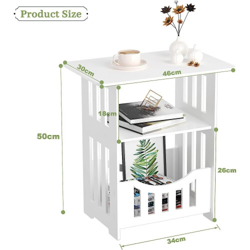 (46*30*50cm) Bedside Table Cabinet Side End Table Nightstand Storage Organizer Home Square 1