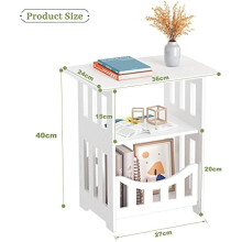 (36*24*40cm) Bedside Table Cabinet Side End Table Nightstand Storage Organizer Home Square