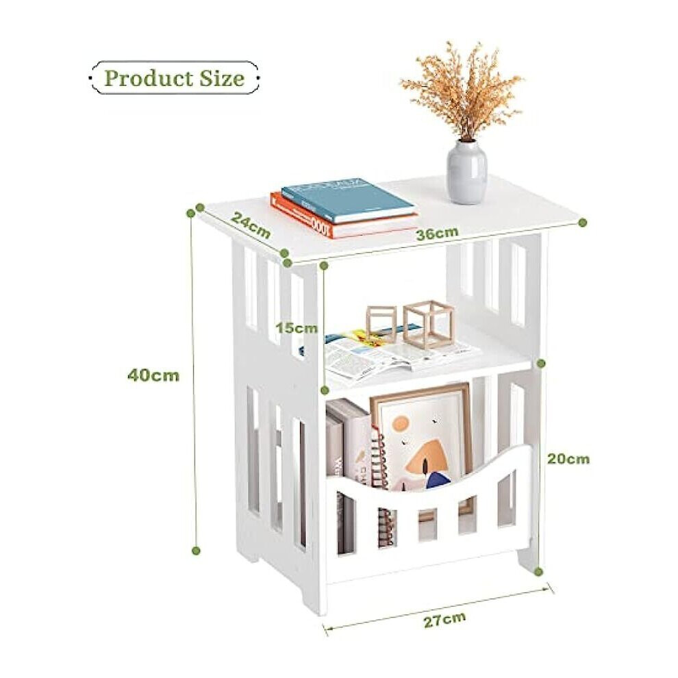 (36*24*40cm) Bedside Table Cabinet Side End Table Nightstand Storage Organizer Home Square