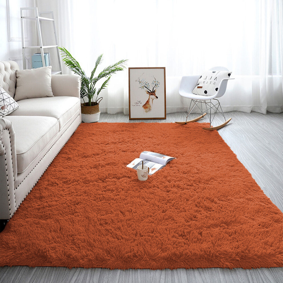 (Rust, 160 x 230 cm) Fluffy Shaggy Rugs Living Room Runner Carpet Mat