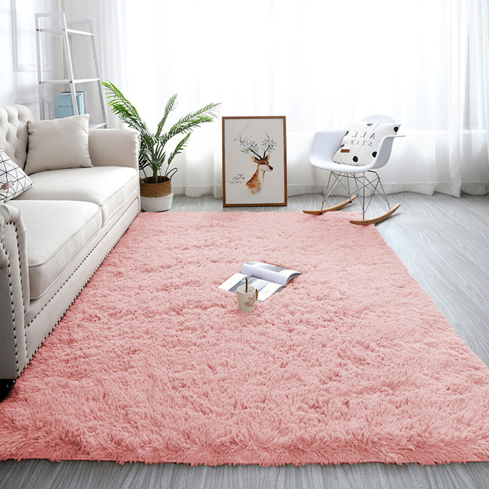 (Pink, 160 x 230 cm) Fluffy Shaggy Rugs Living Room Runner Carpet Mat