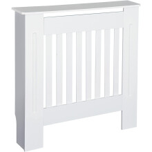 MDF Radiator Cover Wooden Cabinet Shelving Home Office Vertical Slatted Vent White 78L x 19W x 81H