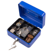 (Blue , 4) Metal Cash Money Box Steel Security Safe Key