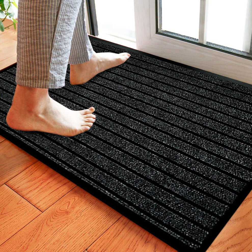 (40x60 cm, Black) Heavy Duty Rubber Mat Non Slip Backed Runner Mats