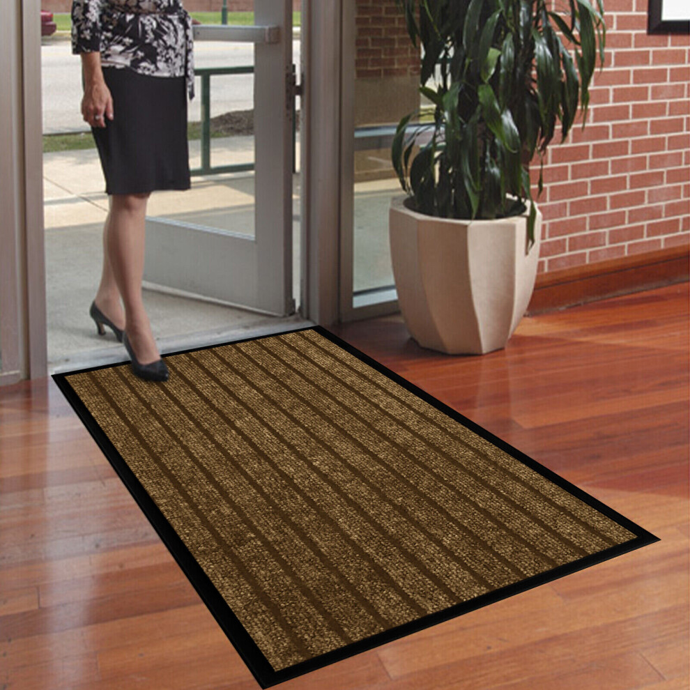 (50x80 cm, Brown) Heavy Duty Rubber Mat Non Slip Backed Runner Mats