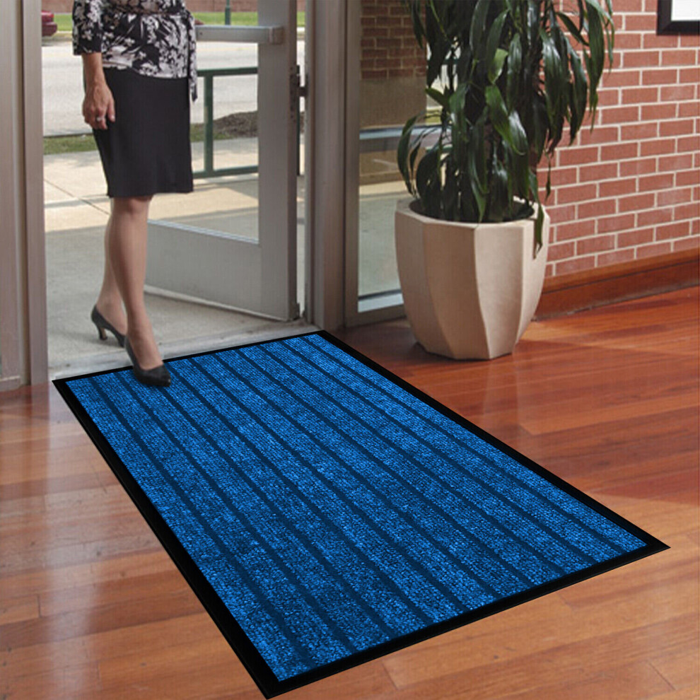 Imperial Rooms (50X80 Cm, ) Rubber Mat Door Mats Kitchen Runner Dirt Trapper Blue