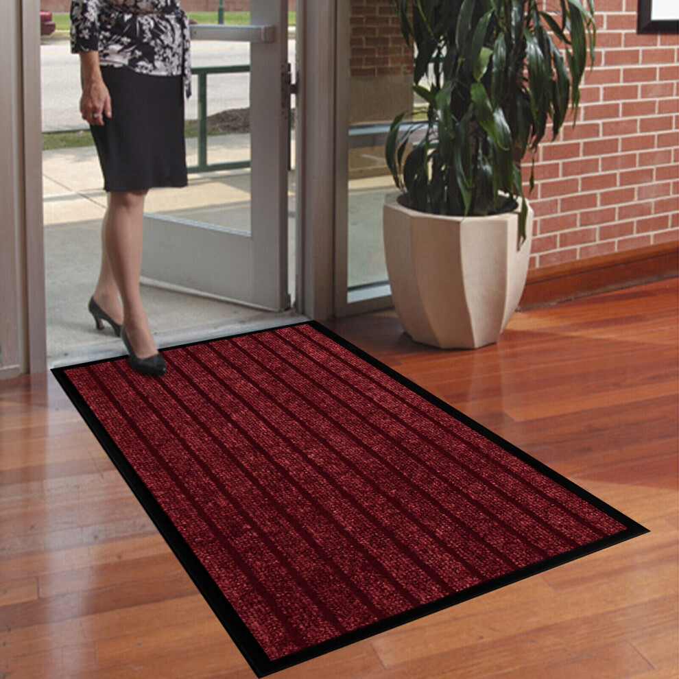 Imperial Rooms (50X80 Cm, ) Rubber Mat Door Mats Kitchen Runner Dirt Trapper Red