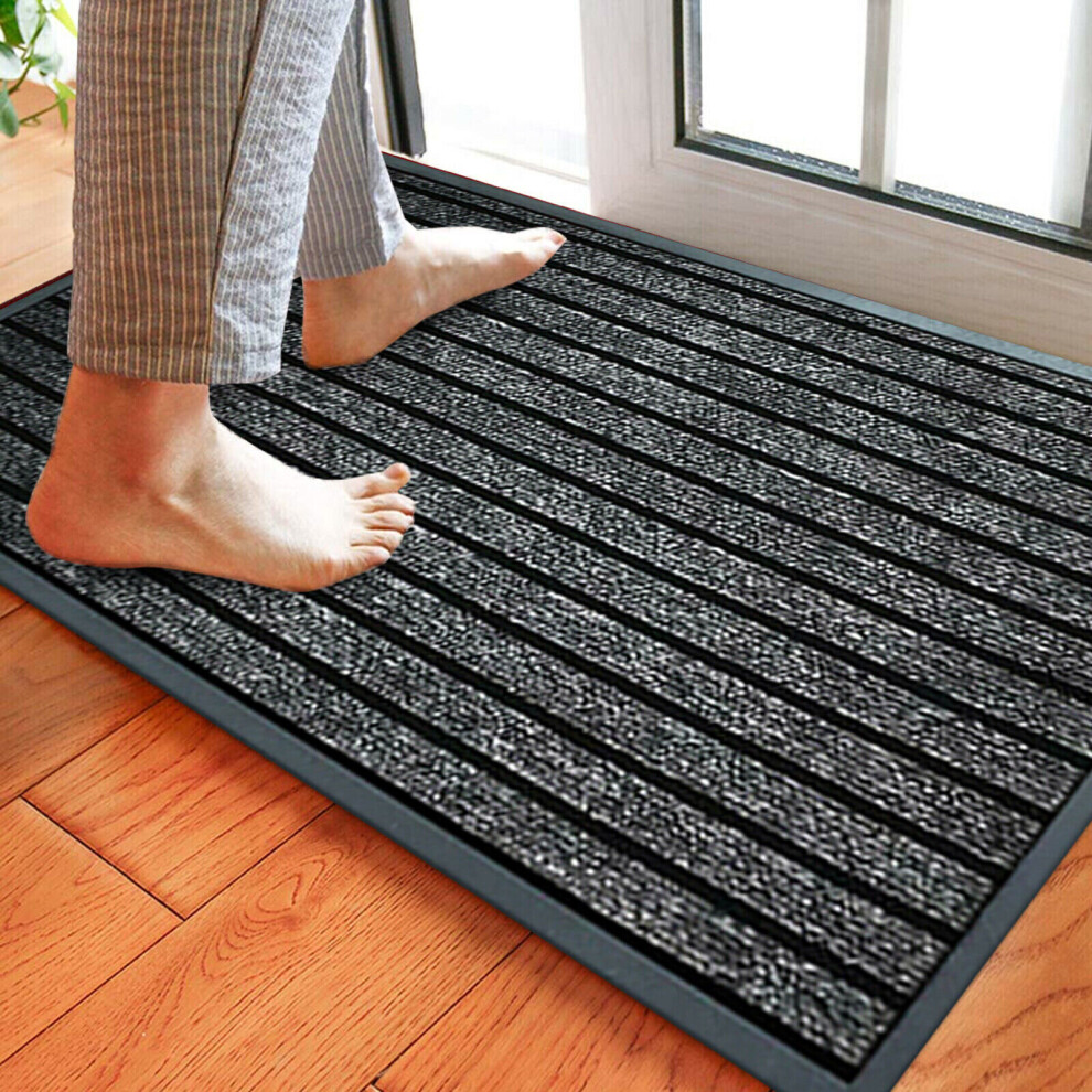 (40x60 cm, Grey) Heavy Duty Rubber Mat Non Slip Backed Runner Mats