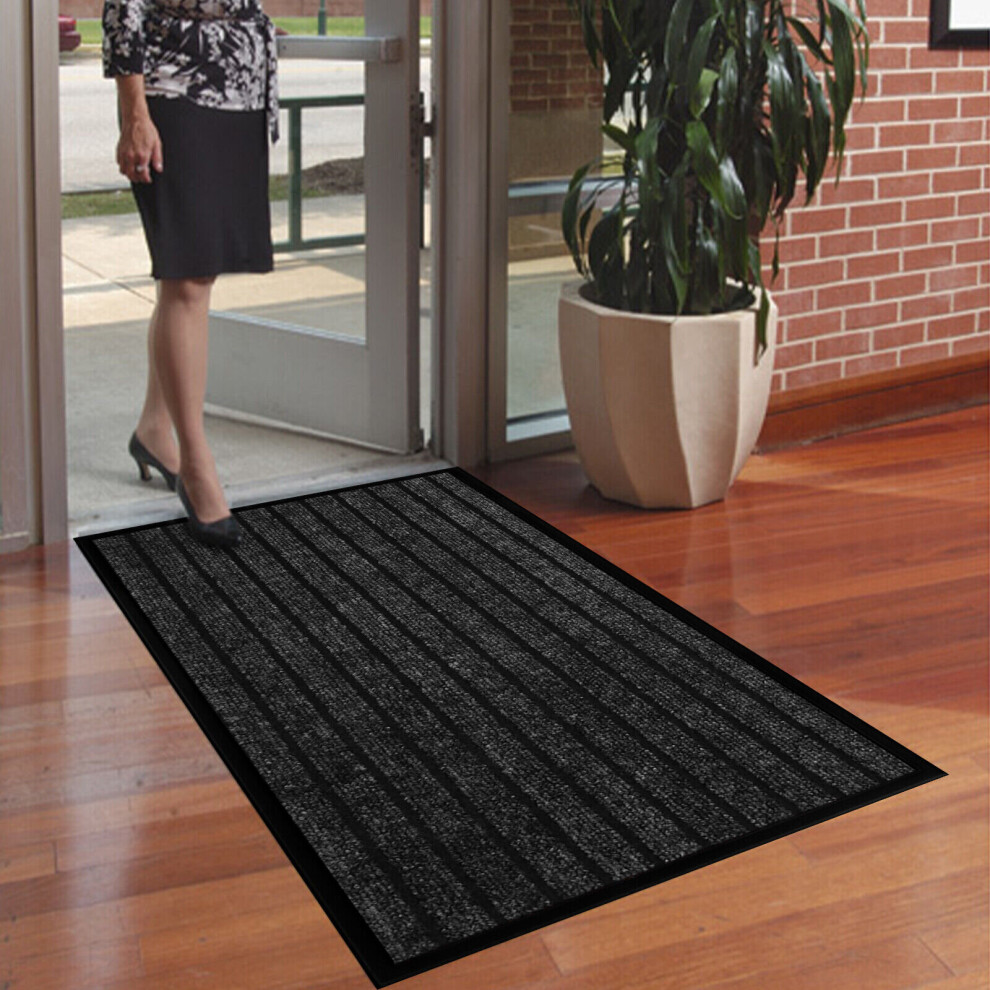 (50x80 cm, Black) Heavy Duty Rubber Mat Non Slip Backed Runner Mats