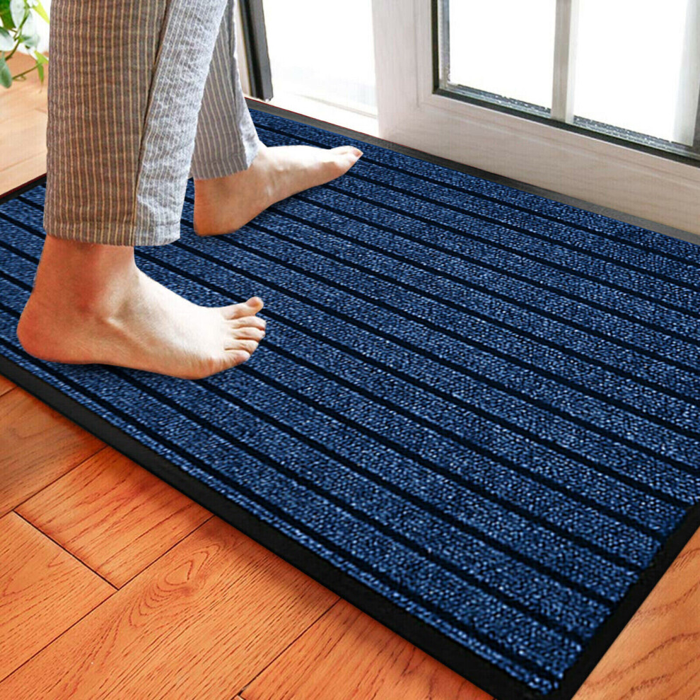 (40x60 cm, Blue) Heavy Duty Rubber Mat Non Slip Backed Runner Mats