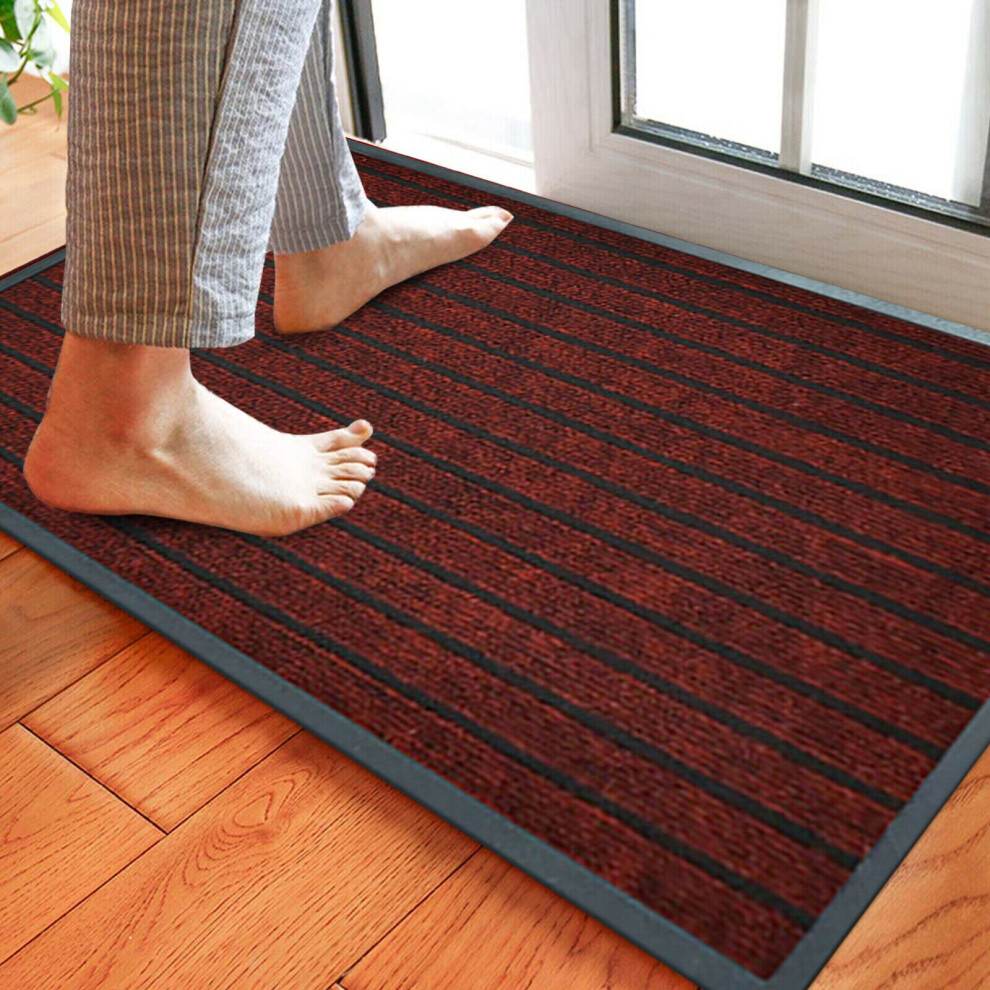 (40x60 cm, Red) Heavy Duty Rubber Mat Non Slip Backed Runner Mats