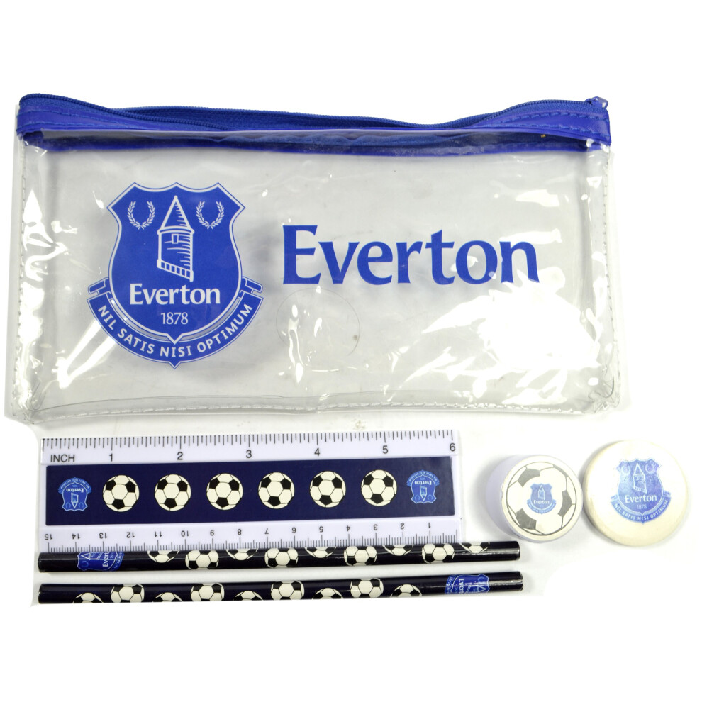 Everton Clear Pencil Case Stationery Set