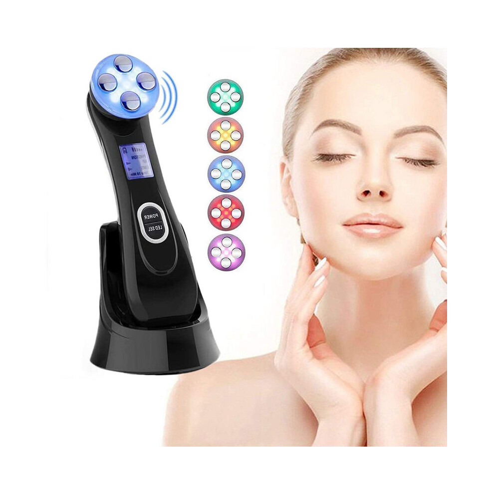 Chronus Light/Black 5 In 1 Led Therapy Beauty Device Facial Massager(Black)