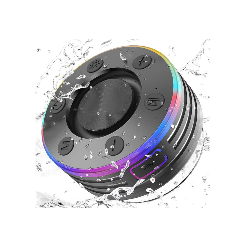 Bluetooth Shower Speaker, IPX7 Waterproof Portable Bluetooth Speaker with Suction Cup, Black