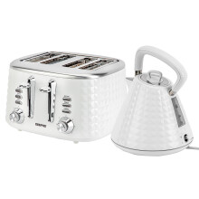 (White) Geepas Kettle & 4 Slice Bread Toaster set