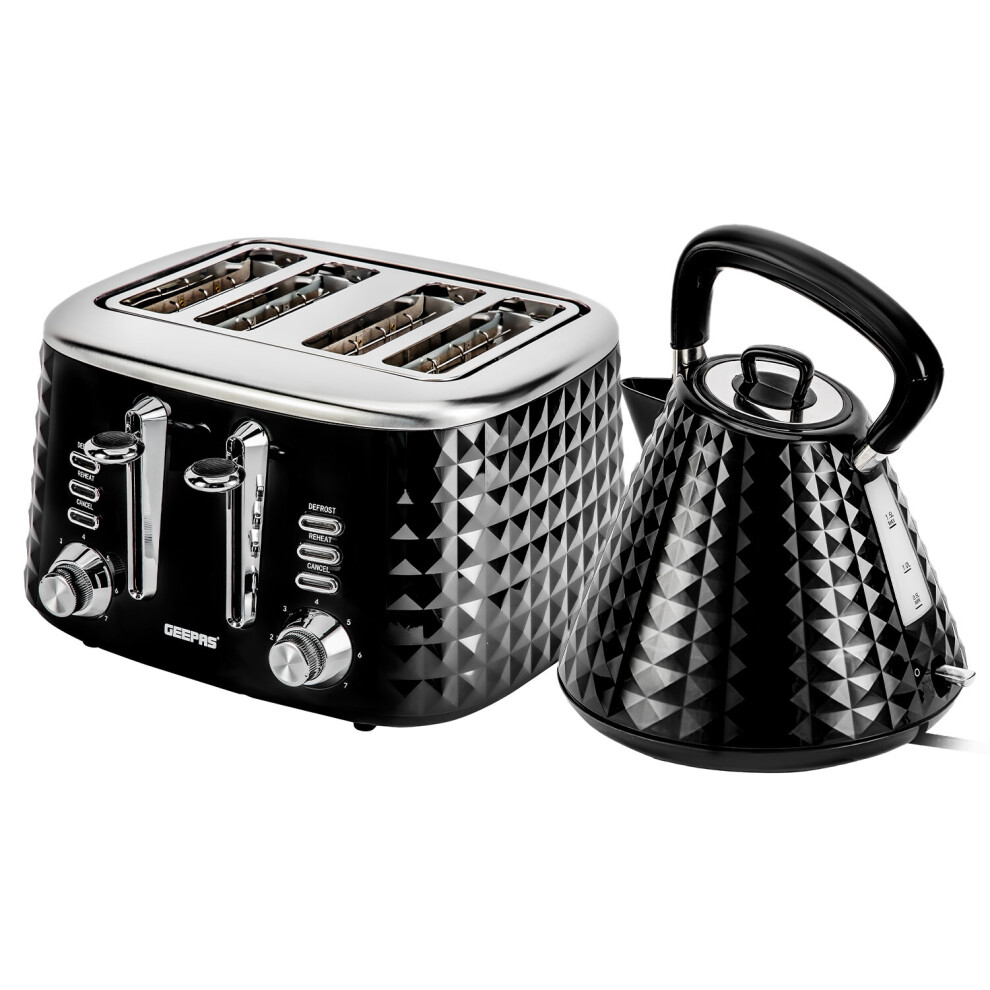 (Black) Geepas Kettle & 4 Slice Bread Toaster set