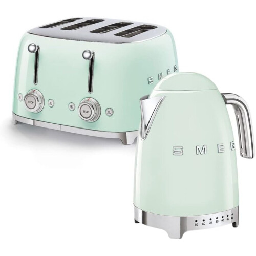 Smeg 1.7L 3Kw Variable Temperature Jug Kettle and 4 Slice Toaster