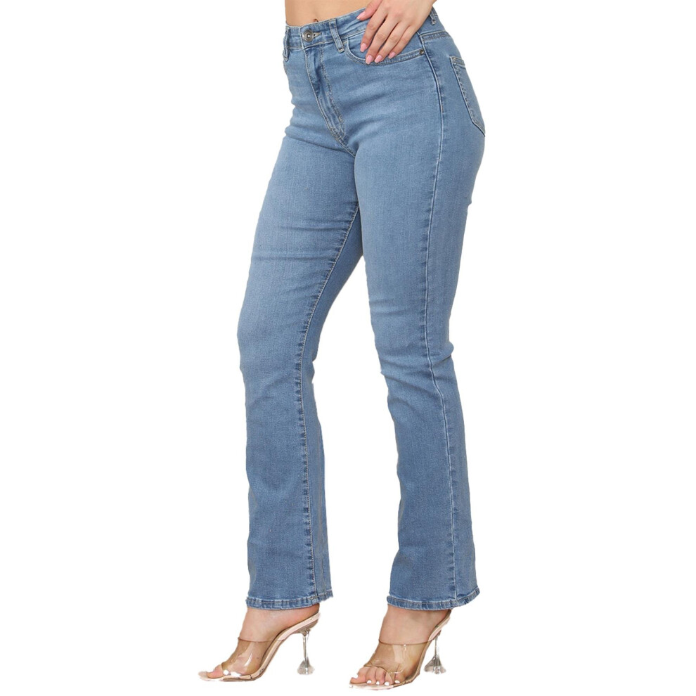 (12, Light Blue) Enzo Womens Bootcut Jeans