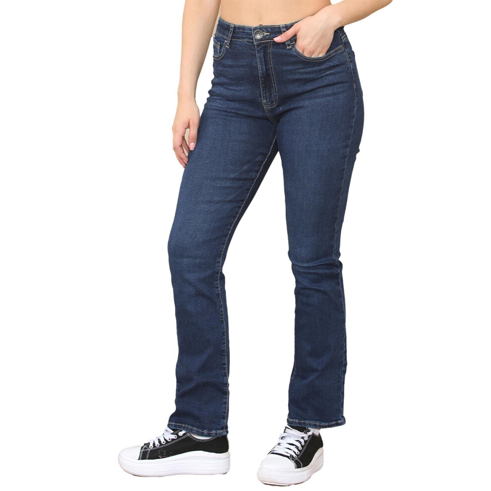 (8, Blue) Enzo Womens Bootcut Jeans