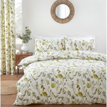 (Single, Green) Prestigious Textiles Bedding Grove Floral Duvet Cover Set