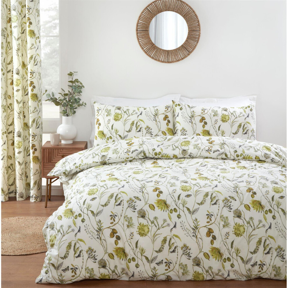 (King, Green) Prestigious Textiles Bedding Grove Floral Duvet Cover Set