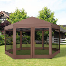4x4m Garden Gazebo Tent Metal Adjustable Sunshade Zippered Net