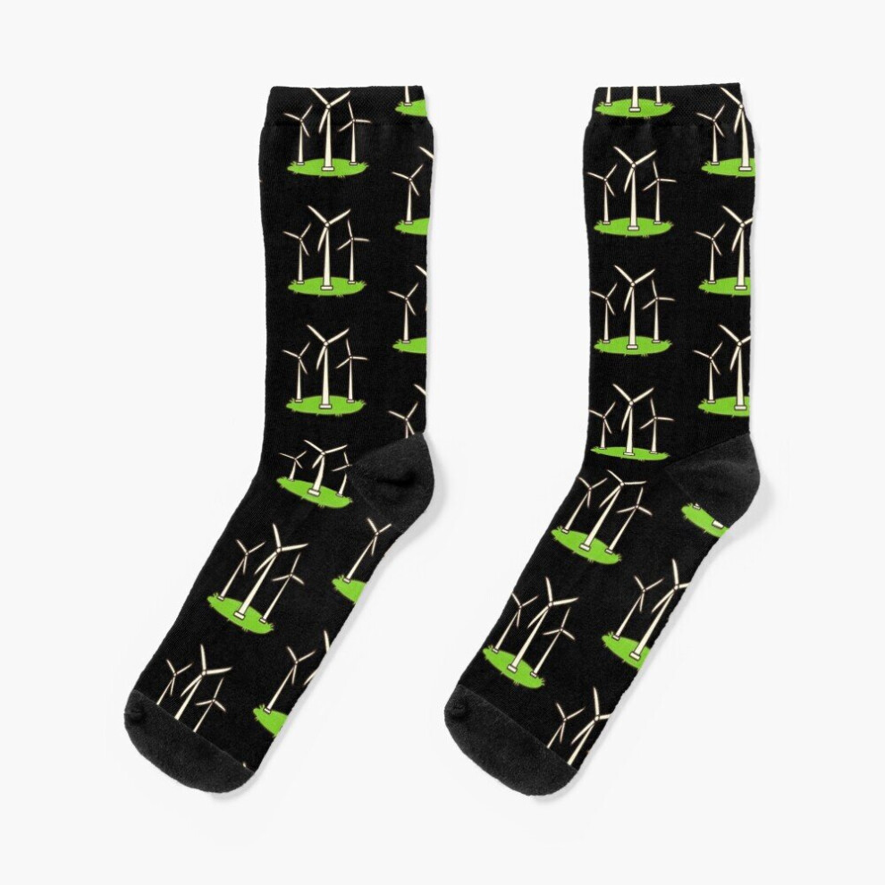 Dress Socks Wind Turbines Novelty Fancy Crazy Pattern Crew Casual for Men Women