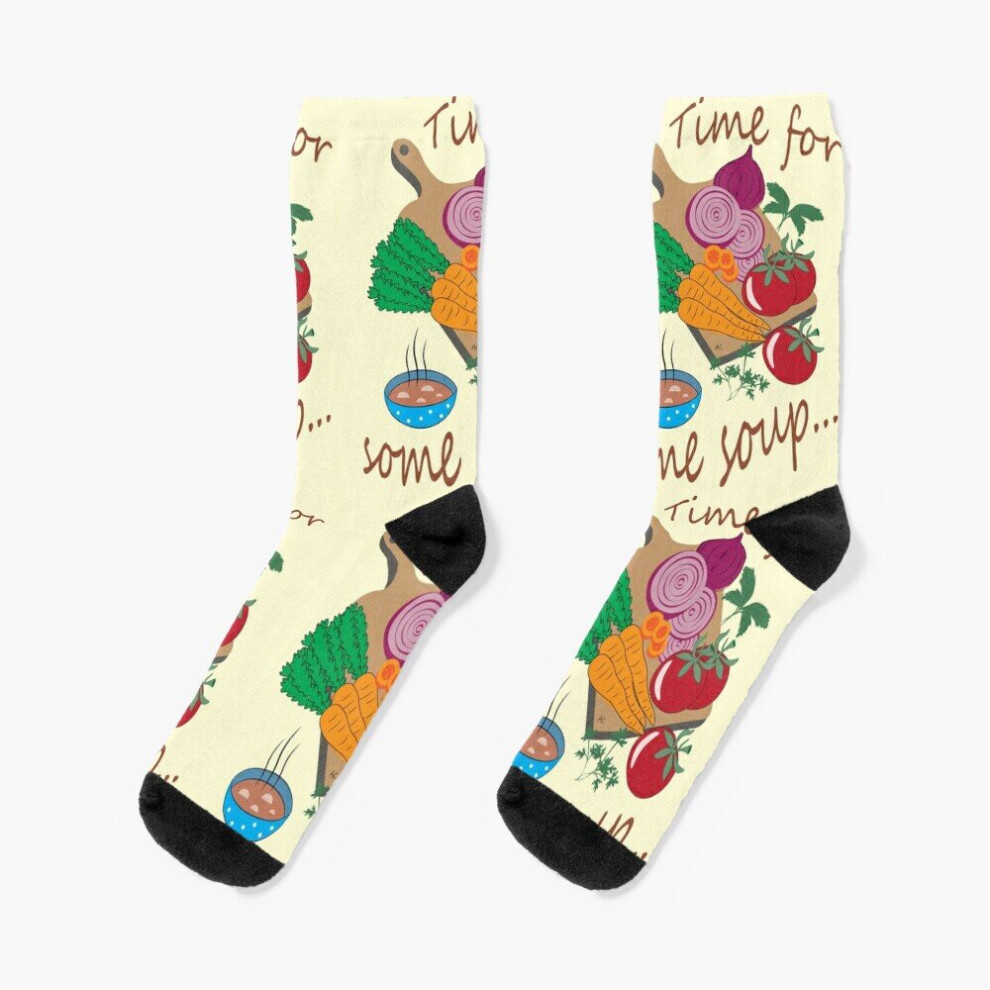 Dress Socks Time for some soup ! Novelty Fancy Crazy Pattern Crew Casual for Men Women