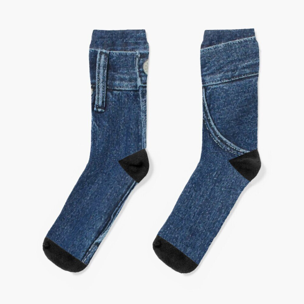 Dress Socks Blue denim classic jeans texture Novelty Fancy Crazy Pattern Crew Casual for Men Women