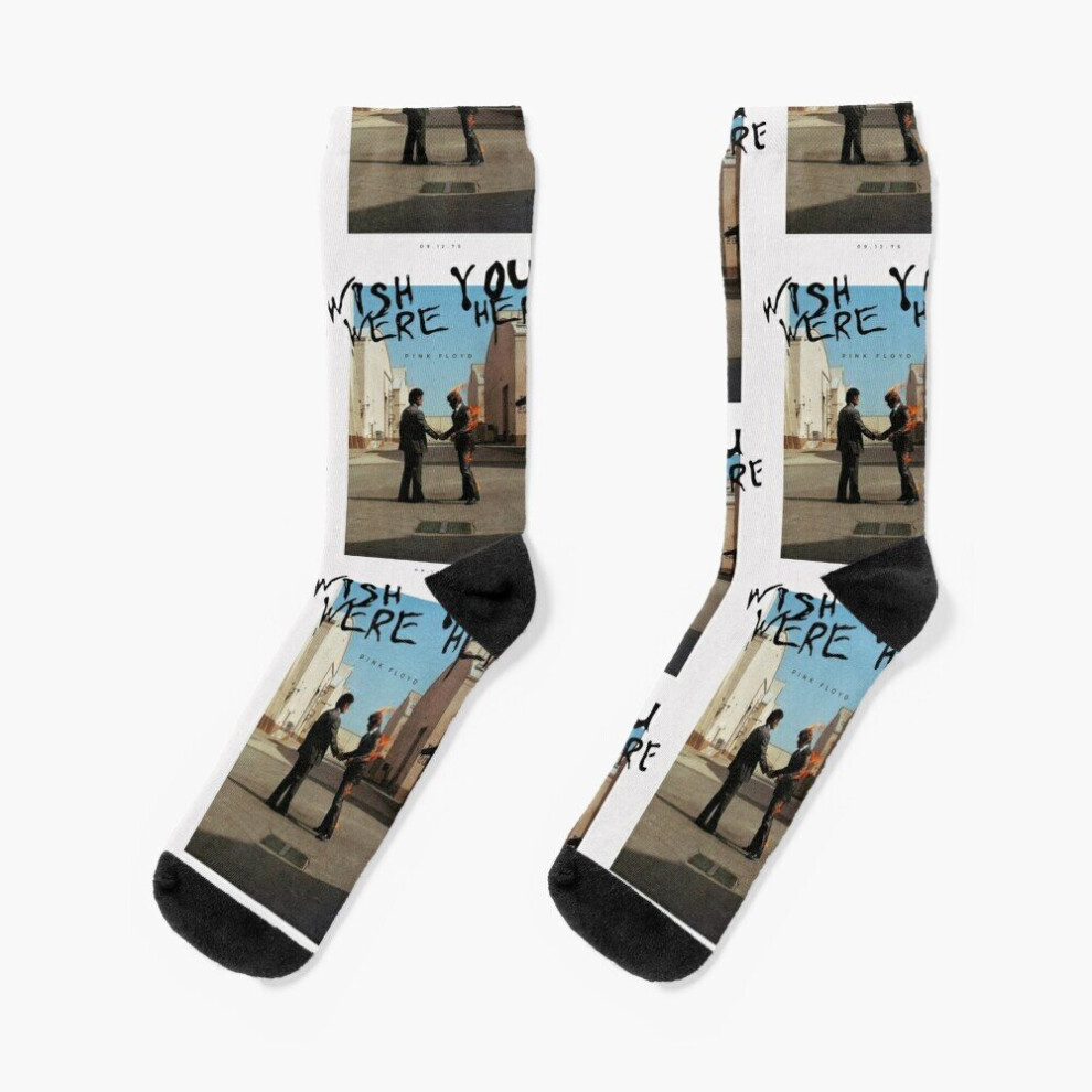 Dress Socks Wish You Were Here Pink Floyd Novelty Fancy Crazy Pattern Crew Casual for Men Women