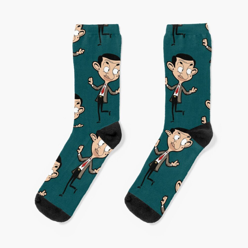Dress Socks Mr Bean Novelty Fancy Crazy Pattern Crew Casual for Men Women