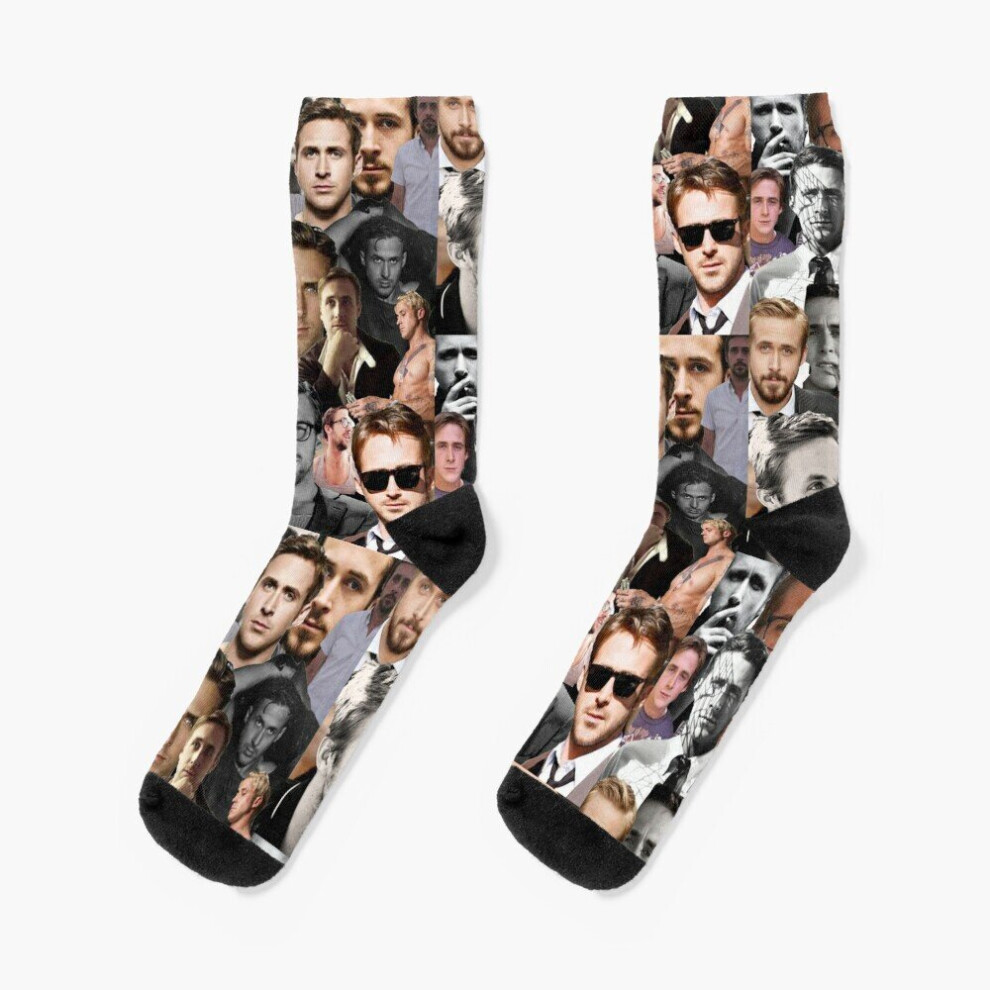 Dress Socks Ryan Gosling Collage Novelty Fancy Crazy Pattern Crew Casual for Men Women